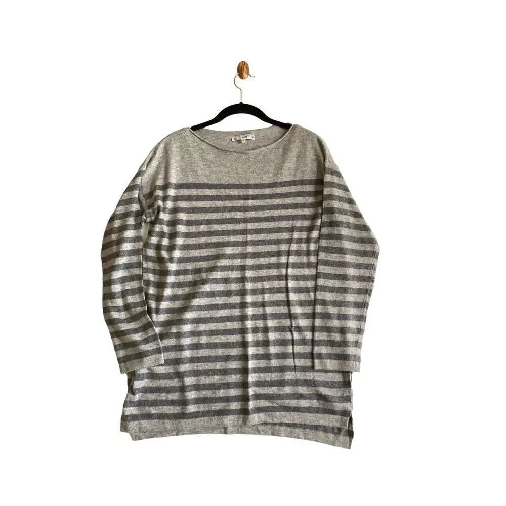Sioni women’s gray striped wool blend long sleeve, sweater, size small 